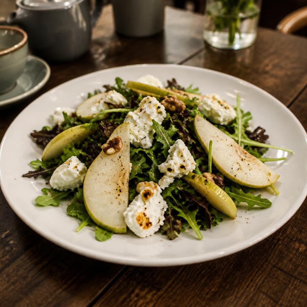 Pear and goats cheese salad